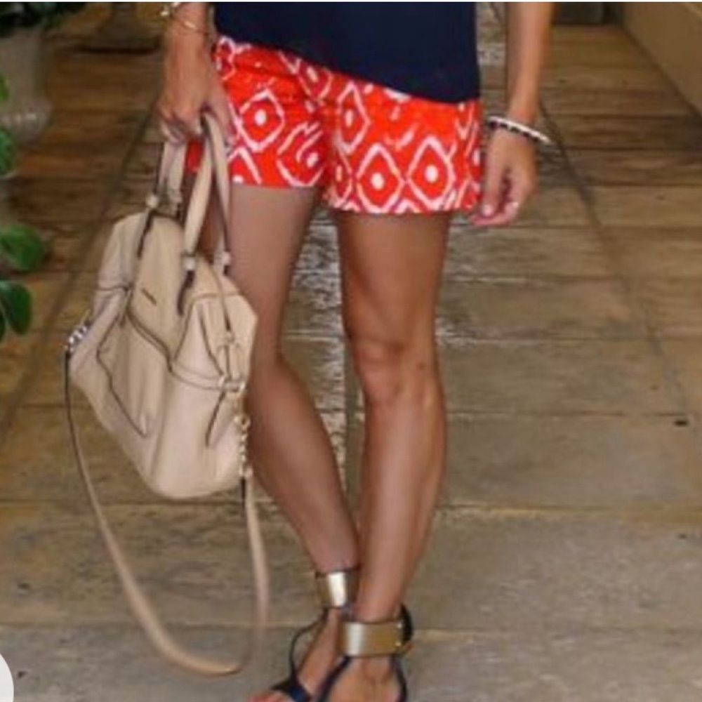The Limited Orange and White Patterned "Drew" fit Dress Short in size 14